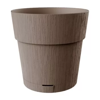 STEFANPLAST Ethica Runder Blumentopf mit Untersetzer, Braun, 40x39 cm, 25 L