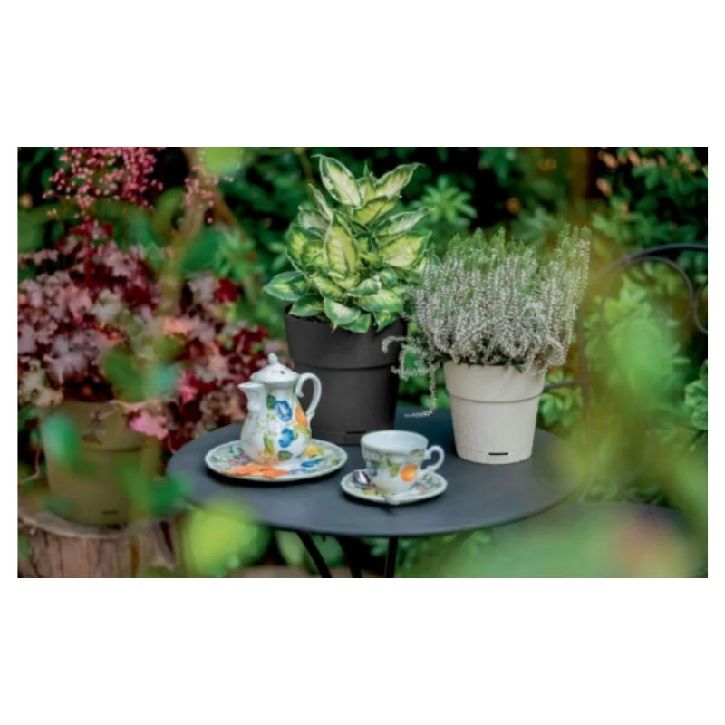 STEFANPLAST Ethica Runder Blumentopf mit Untersetzer, Braun, 40x39 cm, 25 L
