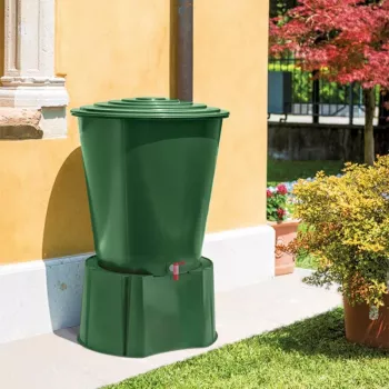 STEFANPLAST Regenfass 500L mit Deckel und Hahn Ø100x85cm Grün