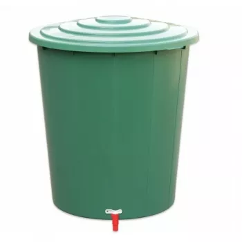 STEFANPLAST Regenwassertonne 310L mit Deckel und Hahn, Grün, Ø80x97cm