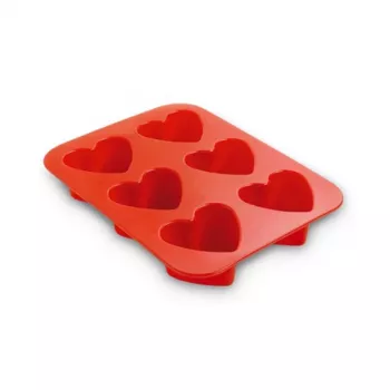 GUARDINI Hearts 6-Kavitäten Silikon-Backform, rechteckig, weiß