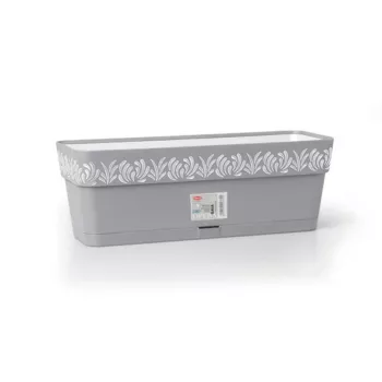 STEFANPLAST Blumenkasten mit Untersetzer Gaia 50x18x17 cm Grau