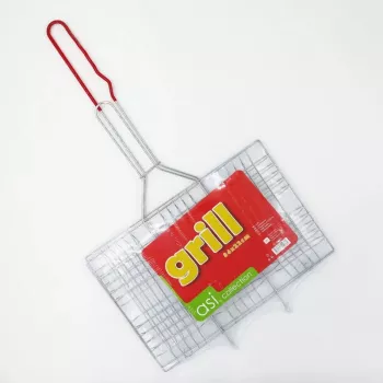 ASI COLLECTION Grillrost 34x22cm verchromter Stahl mit Holzgriffen