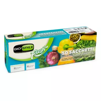 GIOSTYLE Hermetische Lebensmittelbeutel 50 Stück (25 x 24x26,5cm + 25 x 20,5x20,5cm)