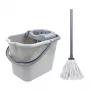 Sauber Ovaler Eimer 15L mit Schubbügel und Wischmop-Set