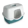 STEFANPLAST Tres Chic Katzenklo mit Haube und Aktivkohlefilter, Weiß/Grün, 56x39x39 cm