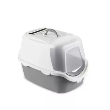 STEFANPLAST Cathy Easy Clean Hauben-Katzenklo 56x40x40cm Weiß/Grau