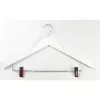 ORDINETT Holzkleiderbügel mit Clips, 2er-Pack, Weiß, 44,5 cm
