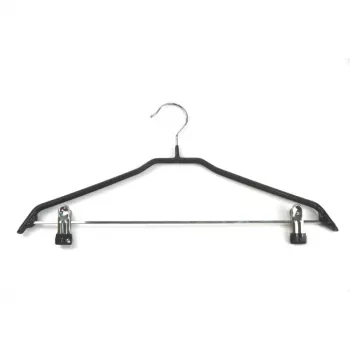 ORDINETT Kleiderbügel mit Clips 2 Stk. Stahl/Vinyl rutschfest 44cm Schwarz
