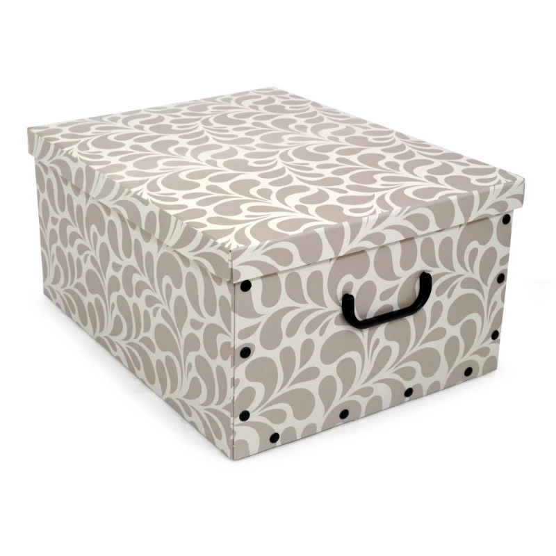 ORDINETT Pappkarton 49x39x25cm Big Box Goccia sortiert, Blau/Hellgrau/Burgunderrot
