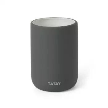 TATAY Tube Zahnbürstenhalter, Keramik, Anthrazitgrau, 4-Zahnbürsten-Kapazität