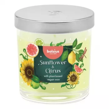 BOLSIUS Floral Fusion Duftkerze im Glas, Sonnenblume & Zitrus, Ø80x72mm