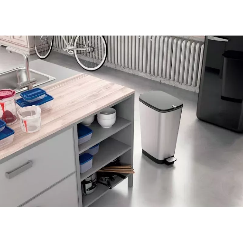 KIS Tretmülleimer Metallic Chic Eimer L 45L Stahlgrau