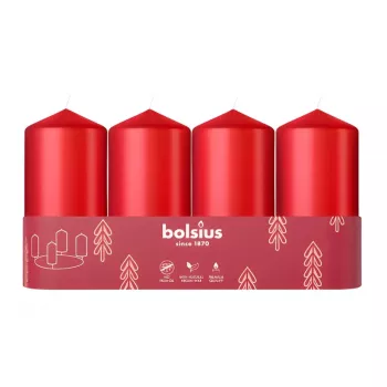 BOLSIUS Kerze Zylinder 4 Stk. Ø100x48 mm Rot