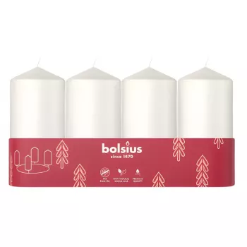 BOLSIUS Kerze Zylinder 4 Stk. Ø100x48mm Weiß