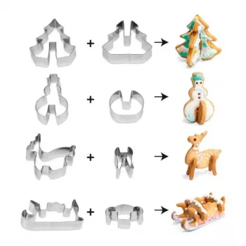GUARDINI 3D Lebkuchen-Backform-Set mit 4 Formen in einer Box 21 x 12,5 x 2 cm