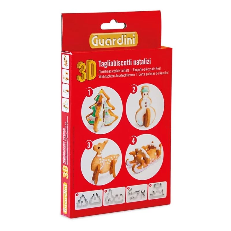 GUARDINI 3D Lebkuchen-Backform-Set mit 4 Formen in einer Box 21 x 12,5 x 2 cm