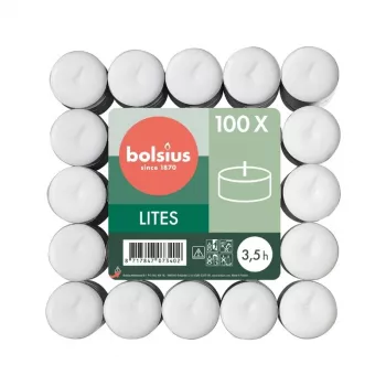 BOLSIUS Teelichter 100 Stück Weiß