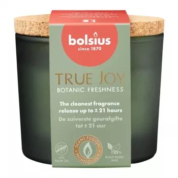 BOLSIUS True Joy Duftkerze im Glas mit Korkdeckel, Botanic Freshness, Ø66 x 83 mm