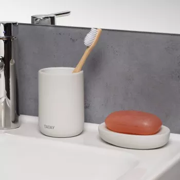 TATAY Soft Ceramic Zahnbürstenhalter, Weiß