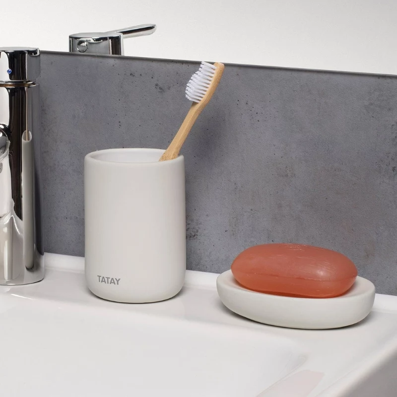 TATAY Soft Ceramic Zahnbürstenhalter, Weiß