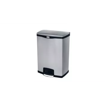 Rubbermaid Slim Jim 90L Edelstahl-Tret-Abfallbehälter, Silber/Schwarz, Frontpedal 1901999