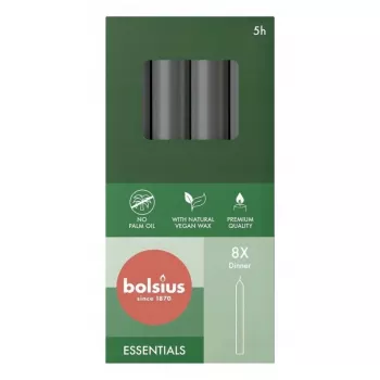 Bolsius Tischkerzen 8 Stück in einer Schachtel 170/20 mm Grau
