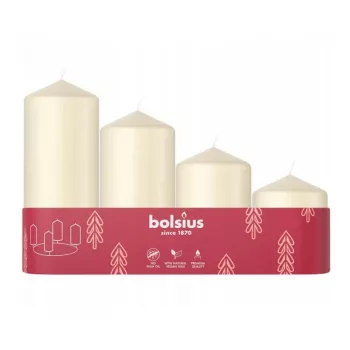 Bolsius Zylinderkerzen-Set, 4 Stk., 120/100/80/60 x 48 mm, Creme