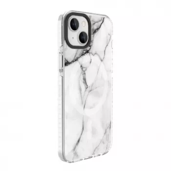 Evelatus Apple iPhone 15 PC+TPU Hülle mit MagSafe Marmor Weiß