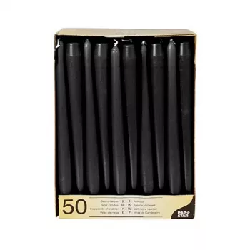 PAPSTAR Stabkerzen 22 x 250 mm, Schwarz, 50er-Pack (10392)