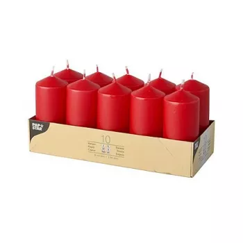 PAPSTAR Stumpenkerzen 9 cm Rot, 4er-Pack