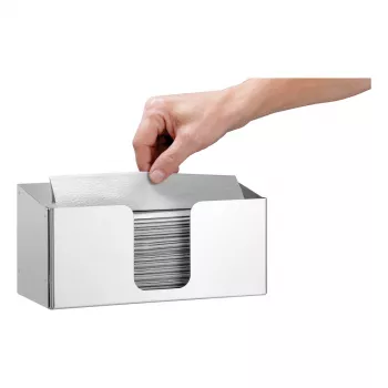 Bartscher ILZF20 Papierhandtuchspender, Silber, Gebürsteter Chrom-Nickel-Stahl, Wandmontiert, Abschließbar 850057