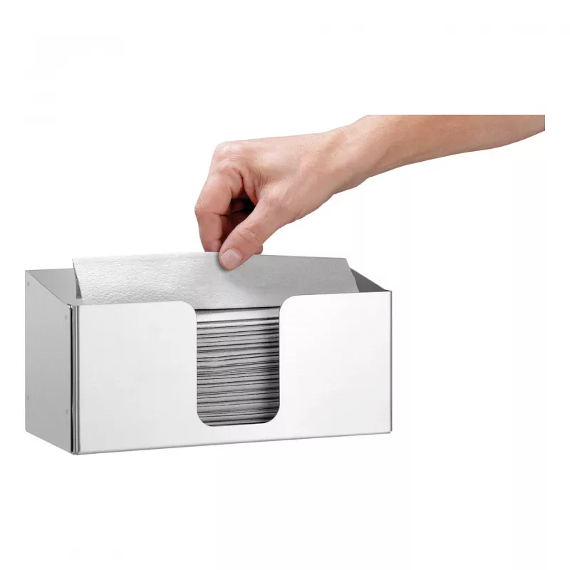 Bartscher ILZF20 Papierhandtuchspender, Silber, Gebürsteter Chrom-Nickel-Stahl, Wandmontiert, Abschließbar 850057