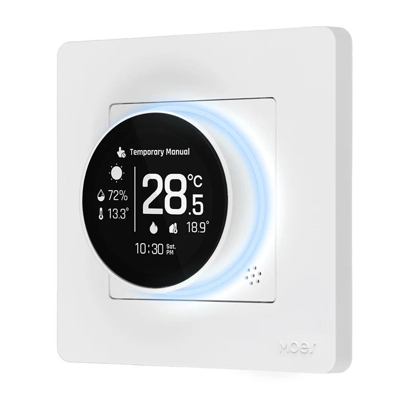 MOES ZHT-SR-GB-WH-MS ZigBee Smart Thermostat für Elektroheizung, Weiß