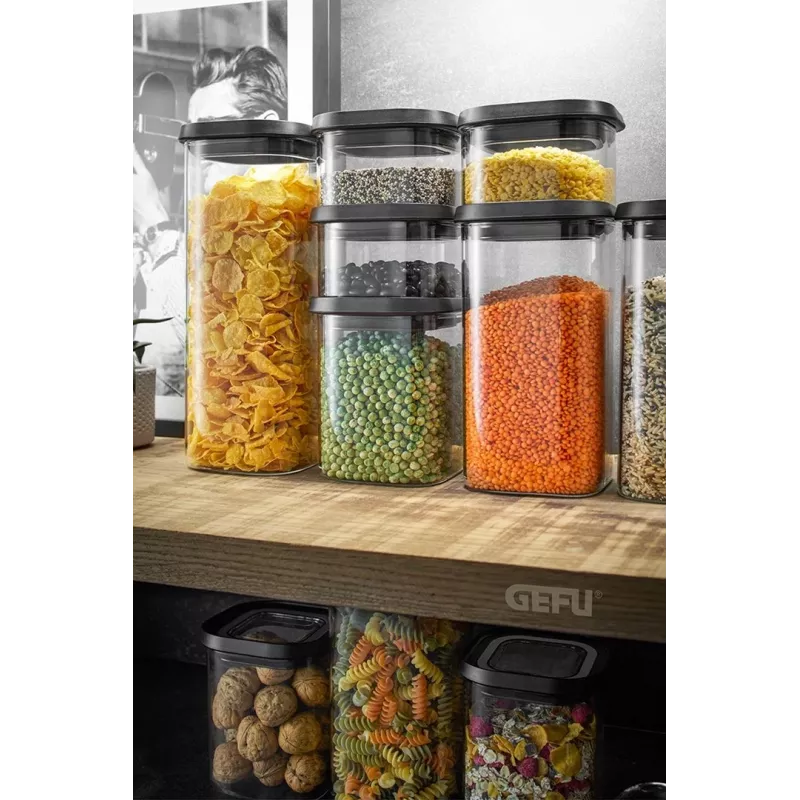 GEFU PANTRY Rechteckiger Behälter 2,5 L Schwarz, Transparent 1 Stück
