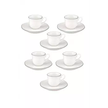 LA PORCELLANA BIANCA Teresa Espressotassen-Set mit Untertassen, 90 ml, Porzellan, Weiß, 12 Teile