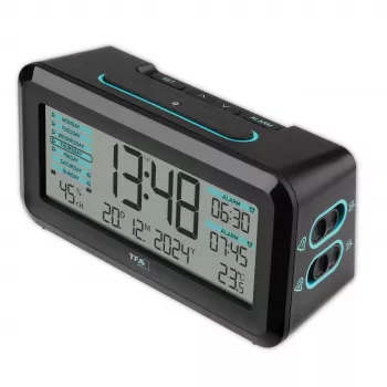 TFA Dostmann 60.2562.01.GB Funkwecker Schwarz Hellblau