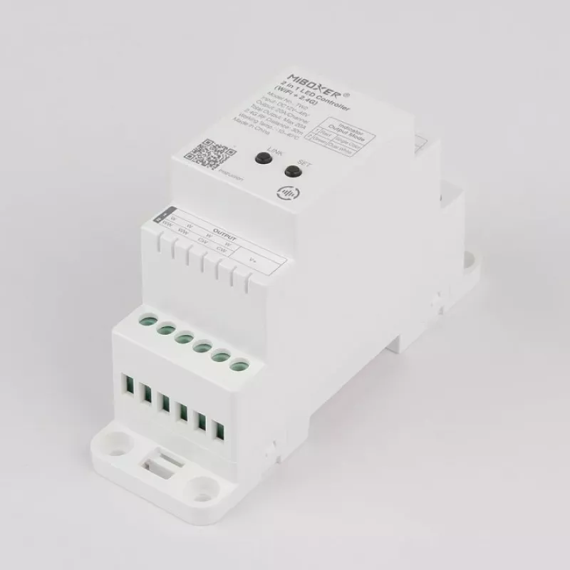 MiBoxer TW2 2-in-1 Schienen-LED-Controller für Einfarb- und CCT-LED-Streifen, DC12/24V, WiFi + 2,4GHz RF