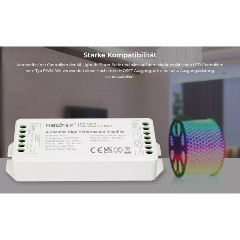 Synergy 21 LED-Controller AMP-Serie 4-Kanal-Verstärker für MiLight/MiBoxer (PA4)