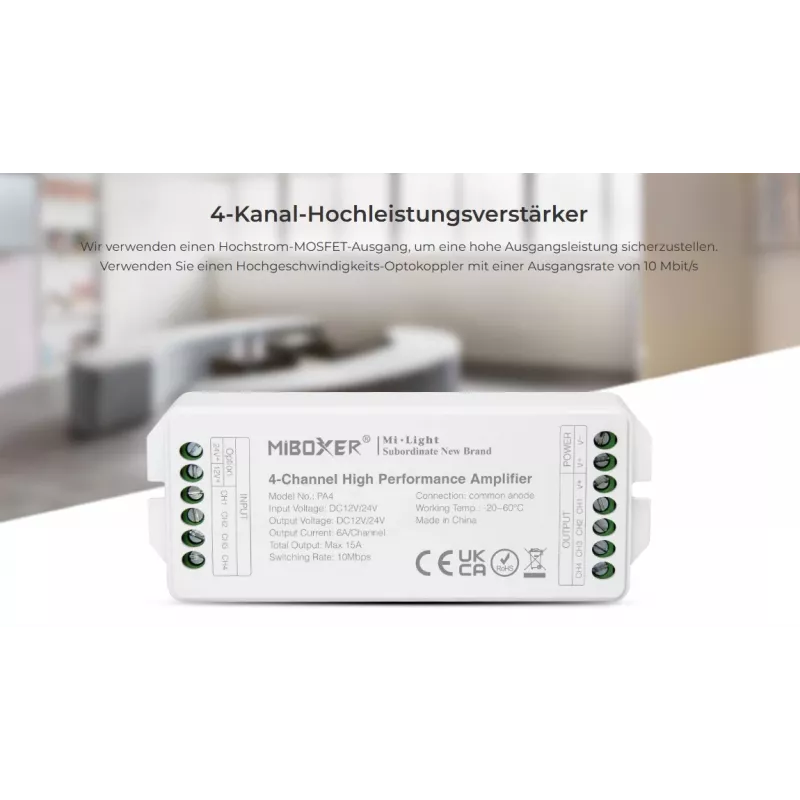 Synergy 21 LED-Controller AMP-Serie 4-Kanal-Verstärker für MiLight/MiBoxer (PA4)