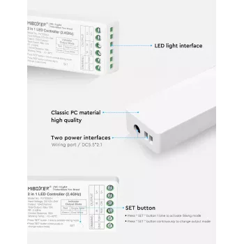 MiBoxer FUT035S+16kHz 2-in-1 Dual White LED-Controller (DC12/24V, 2,4GHz, 16kHz flimmerfrei)