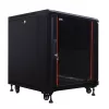 IT-BUDGET 19 inch Netzwerkschrank SRK - 12U - 600x600 mm - Glas-/Stahltür - Flatpack - Schwarz (90ITB19SRK1266GSN)