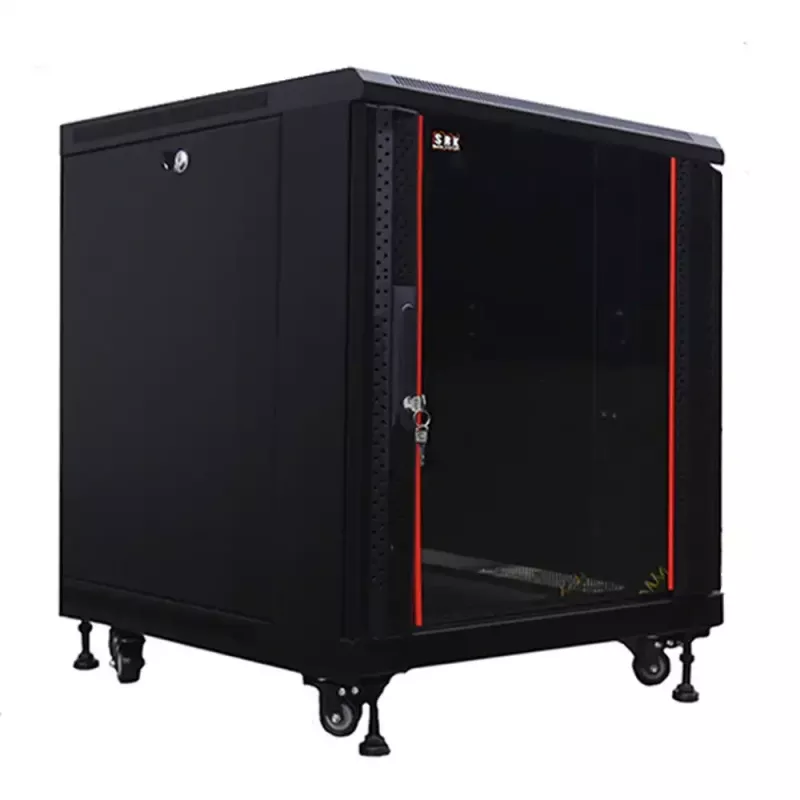 IT-BUDGET 19 inch Netzwerkschrank SRK - 12U - 600x600 mm - Glas-/Stahltür - Flatpack - Schwarz (90ITB19SRK1266GSN)