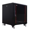 IT-BUDGET 19 inch Netzwerkschrank SRK - 12U - 600x600 mm - Glas-/Stahltür - Flatpack - Schwarz (90ITB19SRK1266GSN)