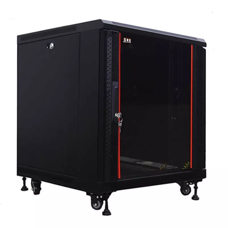 IT-BUDGET 19 inch Netzwerkschrank SRK - 12U - 600x600 mm - Glas-/Stahltür - Flatpack - Schwarz (90ITB19SRK1266GSN)
