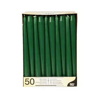 PAPSTAR Stumpenkerzen 22 x 250 mm, Dunkelgrün, 50er-Pack (17969)