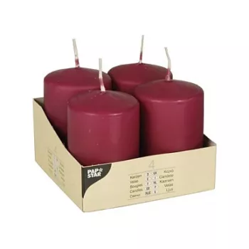 PAPSTAR Stumpenkerzen 8 cm Bordeaux (4er-Pack)