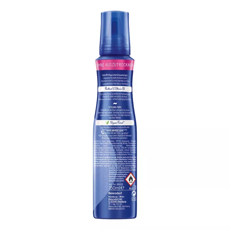 NIVEA Care & Hold Styling Mousse 150 ml – Starker Halt, Volumen & Pflege