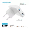 Fixed Slim Traveller 2xUSB-C Reiseladegerät mit Weltadaptern, GaN, 45W – Weiß