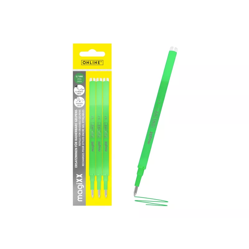 ONLINE magiXX Gelstift-Nachfüllung Grün 0,7 mm 3 Stück (40165/3)
